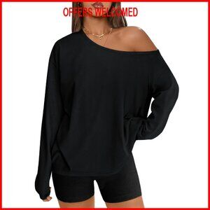 Oversized One Shoulder Asymmetrical Long Sleeve T-Shirt Y2K Top